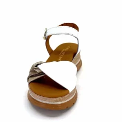 Vacances|Compensées & Plateformes<Paula Urban Sandales Compensées 24611 Cuir Platine Blanc