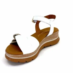 Vacances|Compensées & Plateformes<Paula Urban Sandales Compensées 24611 Cuir Platine Blanc