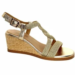 Talon|Semelles Corde<Regarde Le Ciel Sandales Compensées Madison 02 Cuir Textile Or