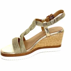 Talon|Semelles Corde<Regarde Le Ciel Sandales Compensées Madison 02 Cuir Textile Or