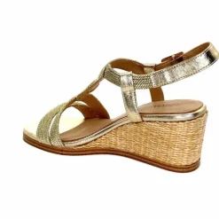 Talon|Semelles Corde<Regarde Le Ciel Sandales Compensées Madison 02 Cuir Textile Or