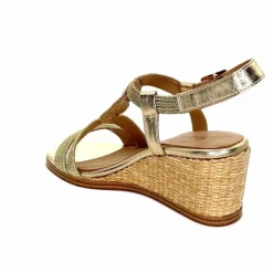 Talon|Semelles Corde<Regarde Le Ciel Sandales Compensées Madison 02 Cuir Textile Or