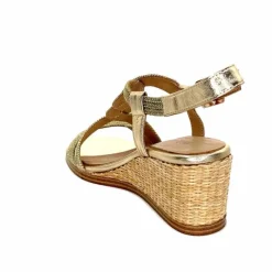 Talon|Semelles Corde<Regarde Le Ciel Sandales Compensées Madison 02 Cuir Textile Or