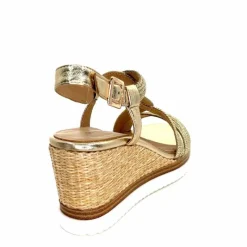 Talon|Semelles Corde<Regarde Le Ciel Sandales Compensées Madison 02 Cuir Textile Or