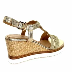 Talon|Semelles Corde<Regarde Le Ciel Sandales Compensées Madison 02 Cuir Textile Or