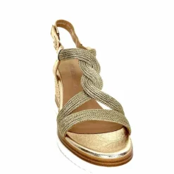 Talon|Semelles Corde<Regarde Le Ciel Sandales Compensées Madison 02 Cuir Textile Or