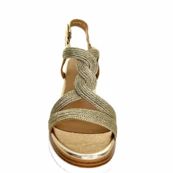 Talon|Semelles Corde<Regarde Le Ciel Sandales Compensées Madison 02 Cuir Textile Or