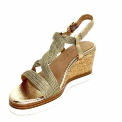 Talon|Semelles Corde<Regarde Le Ciel Sandales Compensées Madison 02 Cuir Textile Or