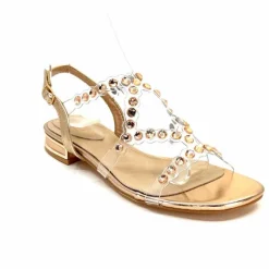 Féminin|Sandales<Ivoire0297a Sandales Ivoire 7364 Strass Or Rose