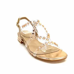 Féminin|Sandales<Ivoire0297a Sandales Ivoire 7364 Strass Or Rose