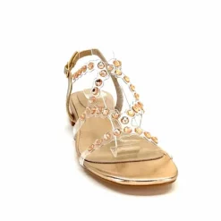 Féminin|Sandales<Ivoire0297a Sandales Ivoire 7364 Strass Or Rose