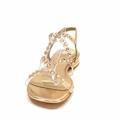 Féminin|Sandales<Ivoire0297a Sandales Ivoire 7364 Strass Or Rose