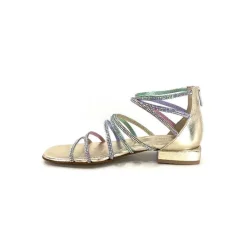 Soirée|Bijoux<s.piero Sandales Ivoire E35.008 Cuir Strass Multi Or