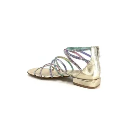 Soirée|Bijoux<s.piero Sandales Ivoire E35.008 Cuir Strass Multi Or