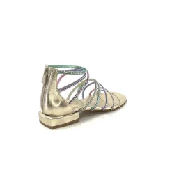 Soirée|Bijoux<s.piero Sandales Ivoire E35.008 Cuir Strass Multi Or