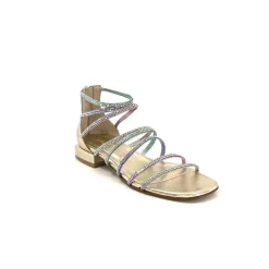 Soirée|Bijoux<s.piero Sandales Ivoire E35.008 Cuir Strass Multi Or