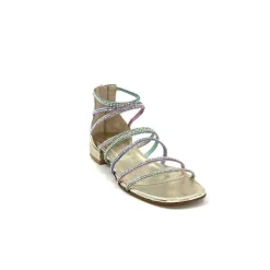 Soirée|Bijoux<s.piero Sandales Ivoire E35.008 Cuir Strass Multi Or