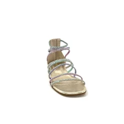 Soirée|Bijoux<s.piero Sandales Ivoire E35.008 Cuir Strass Multi Or