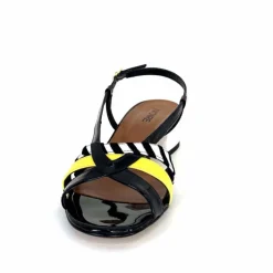 Sandales<Ivoire0352 Sandales Ivoire K234 Jenny Cuir Vernis Blanc Jaune Noir