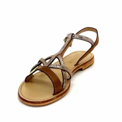 Vacances|Sandales<Les Tropéziennes par M.Belarbi Sandales Les Tropeziennes Hironela Cuir Miel Or Marron