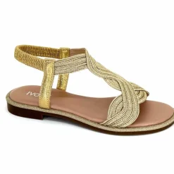 Vacances|Sandales<Ivoire0351a Sandales Plate Ivoire 1616223 Textile Platine Or