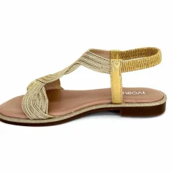 Vacances|Sandales<Ivoire0351a Sandales Plate Ivoire 1616223 Textile Platine Or