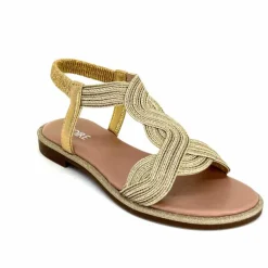 Vacances|Sandales<Ivoire0351a Sandales Plate Ivoire 1616223 Textile Platine Or
