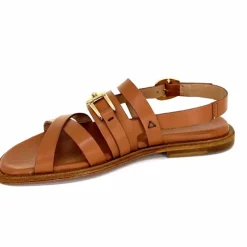 Vacances|Sandales<Triver Flight Sandales Plate 725.09 Cuir Marron