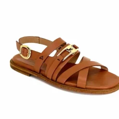 Vacances|Sandales<Triver Flight Sandales Plate 725.09 Cuir Marron