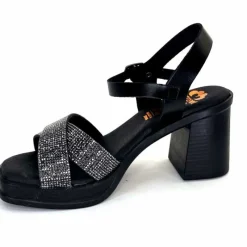 Vacances|Sandales<Porronet Sandales Plateforme à Talon Fi 2973 Cuir Strass Noir