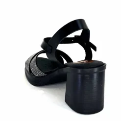 Vacances|Sandales<Porronet Sandales Plateforme à Talon Fi 2973 Cuir Strass Noir