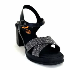 Vacances|Sandales<Porronet Sandales Plateforme à Talon Fi 2973 Cuir Strass Noir