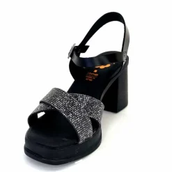 Vacances|Sandales<Porronet Sandales Plateforme à Talon Fi 2973 Cuir Strass Noir
