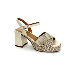 Vacances|Plateformes<Ivoire0551 Sandales Plateforme à Talon Ivoire 2150 Cuir Raffia Beige