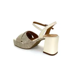 Vacances|Plateformes<Ivoire0551 Sandales Plateforme à Talon Ivoire 2150 Cuir Raffia Beige