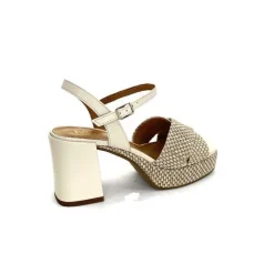 Vacances|Plateformes<Ivoire0551 Sandales Plateforme à Talon Ivoire 2150 Cuir Raffia Beige