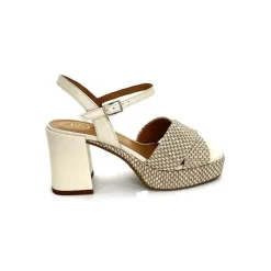 Vacances|Plateformes<Ivoire0551 Sandales Plateforme à Talon Ivoire 2150 Cuir Raffia Beige