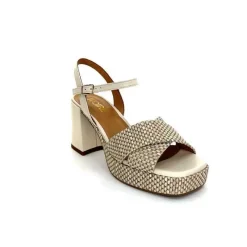 Vacances|Plateformes<Ivoire0551 Sandales Plateforme à Talon Ivoire 2150 Cuir Raffia Beige