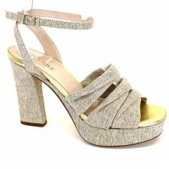 Vacances|Talon<Ivoire0376 Sandales Plateforme à Talon Ivoire 55908 Textile Or Beige