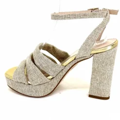 Vacances|Talon<Ivoire0376 Sandales Plateforme à Talon Ivoire 55908 Textile Or Beige