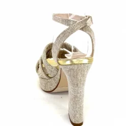 Vacances|Talon<Ivoire0376 Sandales Plateforme à Talon Ivoire 55908 Textile Or Beige