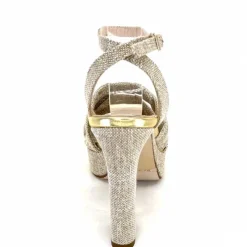 Vacances|Talon<Ivoire0376 Sandales Plateforme à Talon Ivoire 55908 Textile Or Beige