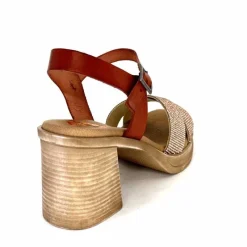 Vacances|Sandales<Porronet Sandales Plateforme à Talon Fi 2973 Cuir Strass Rose Rouille