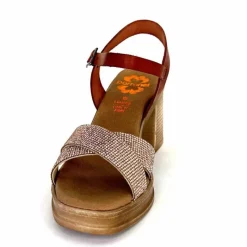 Vacances|Sandales<Porronet Sandales Plateforme à Talon Fi 2973 Cuir Strass Rose Rouille