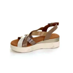 Vacances|Sandales<oh my sandals - innova footwear Sandales Plateforme Ivoire 5418 Cuir Vernis Blanc Or Beige