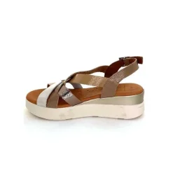 Vacances|Sandales<oh my sandals - innova footwear Sandales Plateforme Ivoire 5418 Cuir Vernis Blanc Or Beige