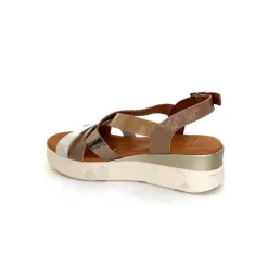 Vacances|Sandales<oh my sandals - innova footwear Sandales Plateforme Ivoire 5418 Cuir Vernis Blanc Or Beige