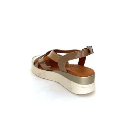 Vacances|Sandales<oh my sandals - innova footwear Sandales Plateforme Ivoire 5418 Cuir Vernis Blanc Or Beige