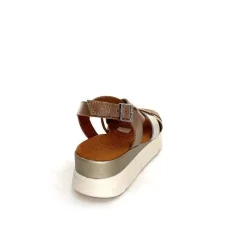 Vacances|Sandales<oh my sandals - innova footwear Sandales Plateforme Ivoire 5418 Cuir Vernis Blanc Or Beige