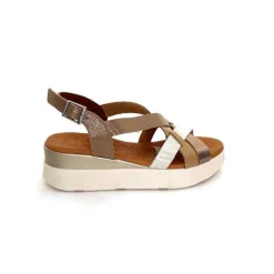 Vacances|Sandales<oh my sandals - innova footwear Sandales Plateforme Ivoire 5418 Cuir Vernis Blanc Or Beige